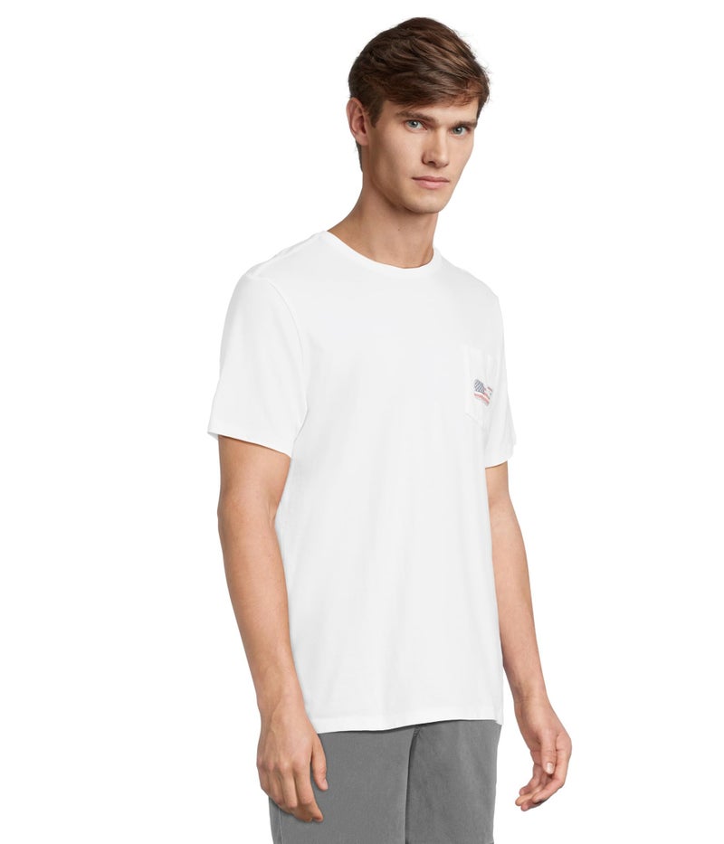 vineyard vines Men's Short Sleeve Americana Whale Pocket T-Shirt, White Cap, Medium - Image 2